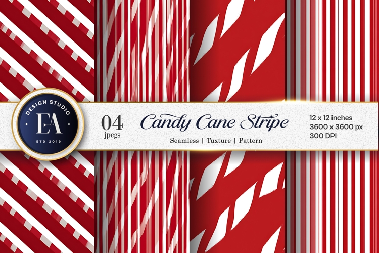 Red White Candy Cane Stripe Seamless Digital Paper