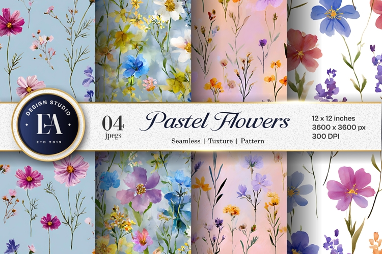 Pastel Wildflower Meadow Floral Seamless Digital Paper