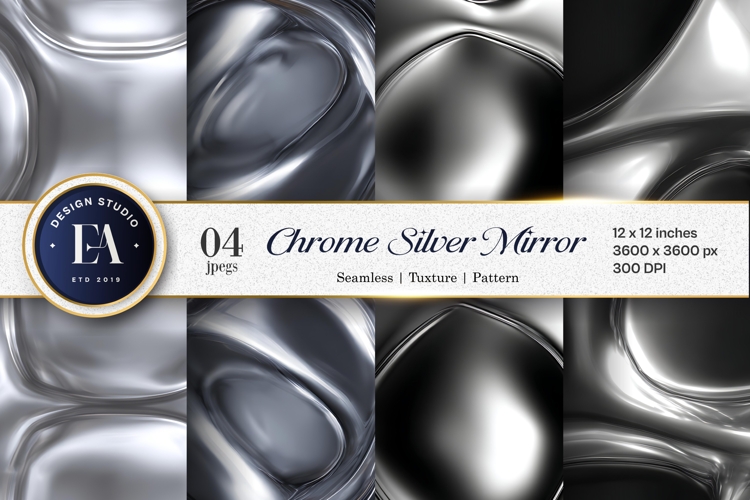 Polished Chrome Silver Mirror Shine Seamless Digital Paper