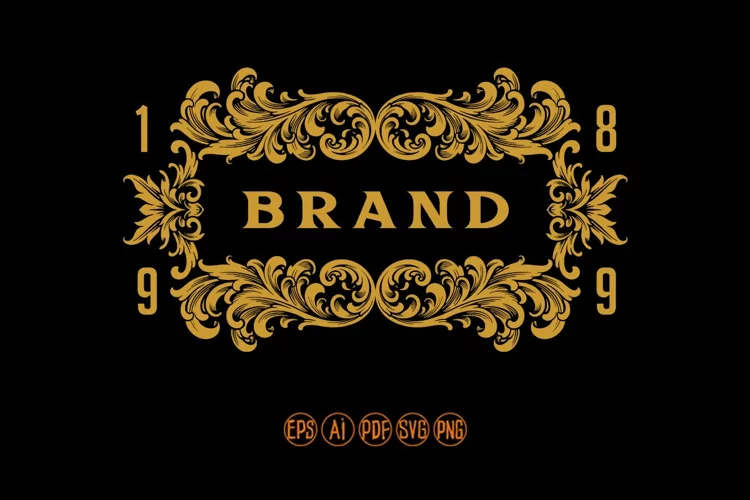 Luxury vintage brand labels ornament svg