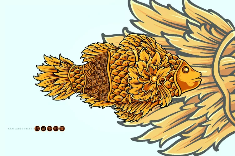 Luxury vintage fish ornaments svg