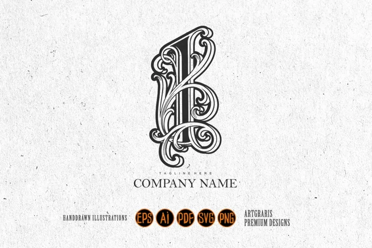 Luxury vintage lettering I monogram logo flourish monochrome
