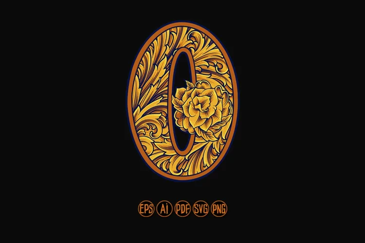 Luxury vintage logo flourishing number 0 monogram