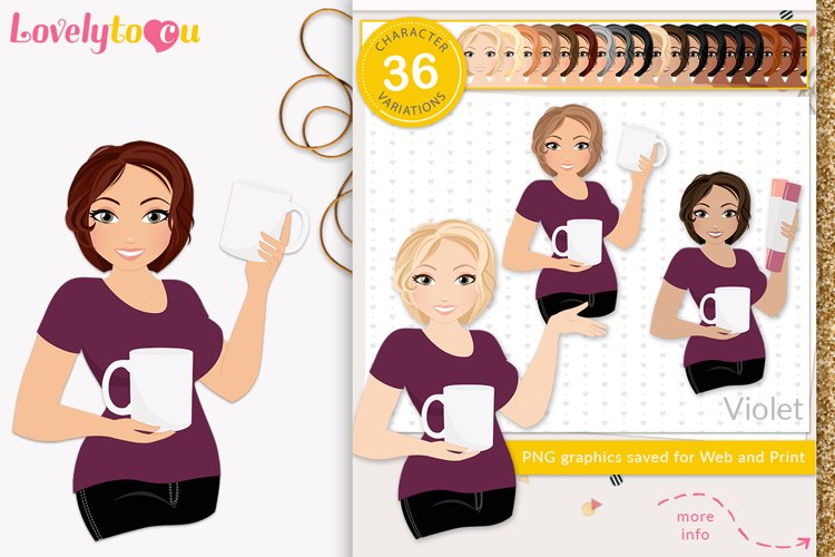 Mug sublimation crafter girl character clipart, Violet LVC80