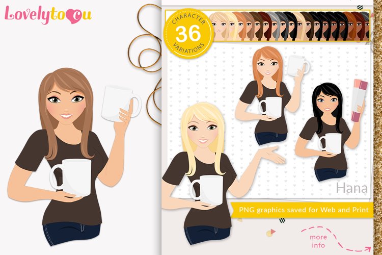 Mug sublimation crafter girl character clipart, Hana LVC81