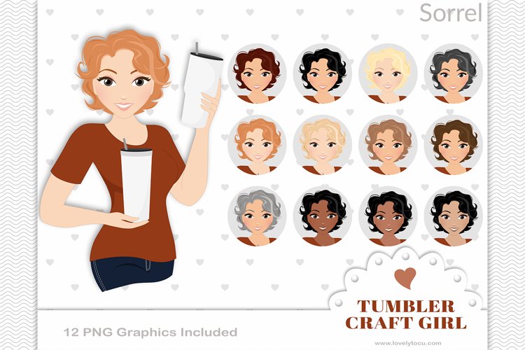 Tumbler girl avatar, clipart woman graphics - Fern