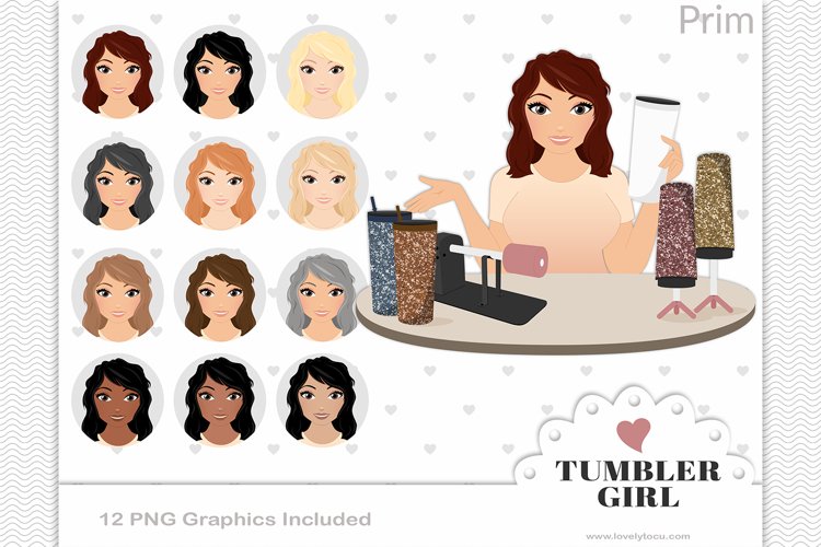 Tumbler girl avatar, clipart woman graphics - Prim