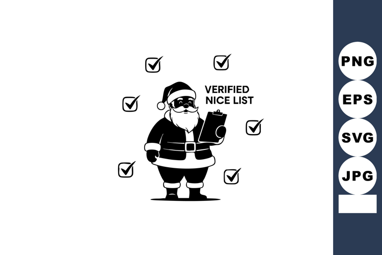 Santa Claus holding checklist verifying nice list with check