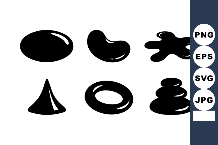 Abstract geometric blob shapes with glossy black finish