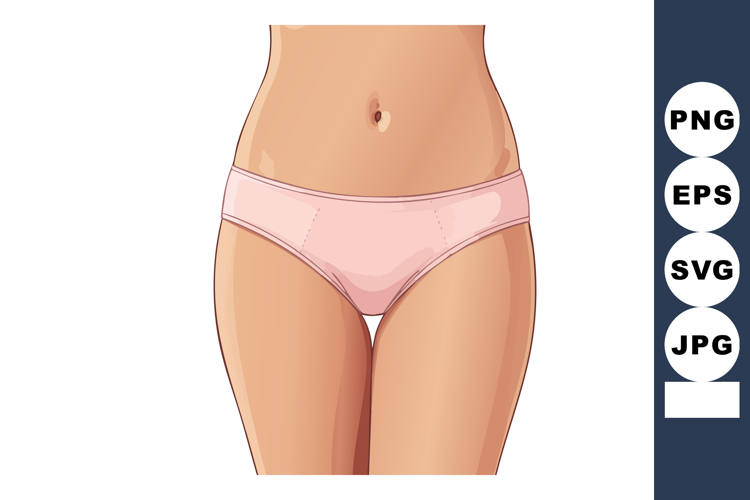 Female Lower Torso Wearing Pink Underwear Vector Illustratio