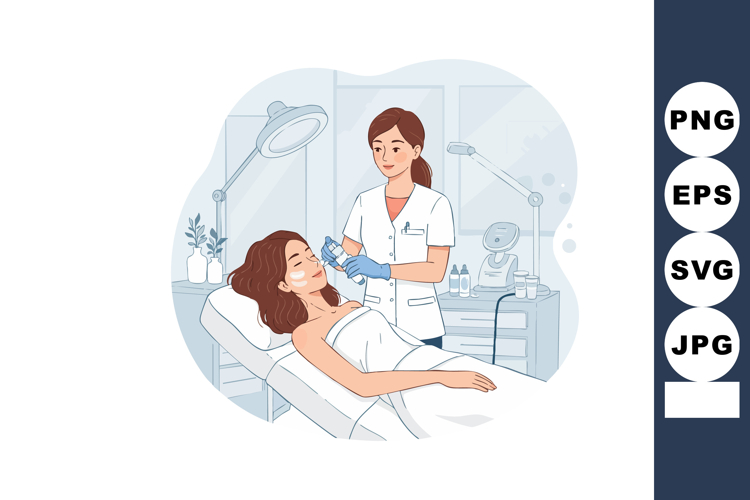 Woman receiving skin care treatment from professional dermat