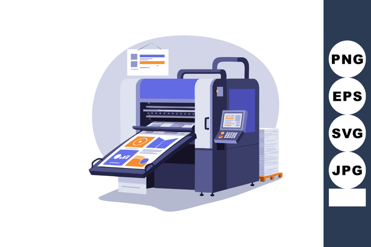 Industrial digital printing machine producing colorful chart