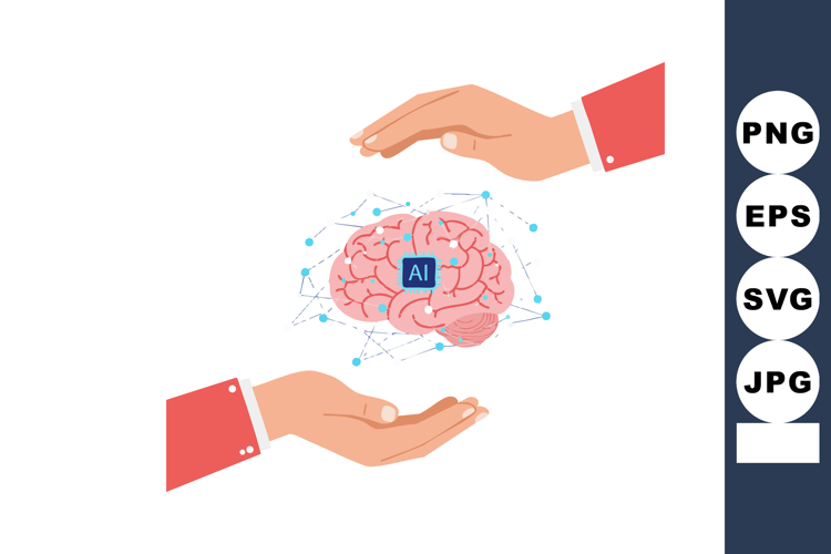 Artificial intelligence concept with human brain protected b