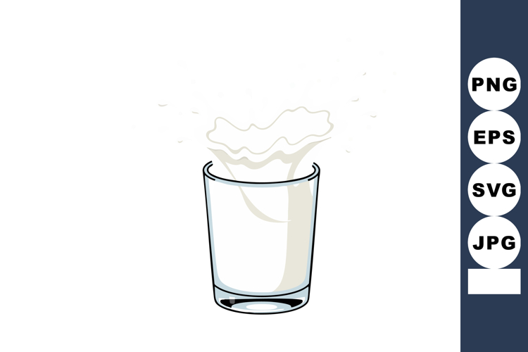 Glass of white milk splash isolated on white background vect
