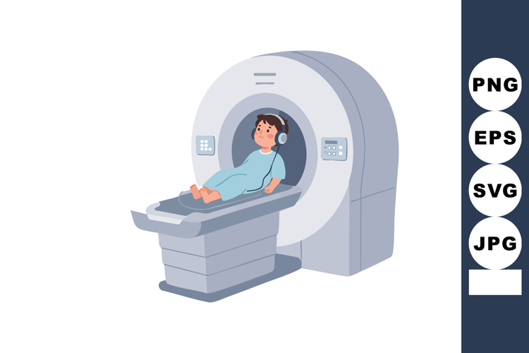 Child undergoing MRI scan inside medical imaging machine in