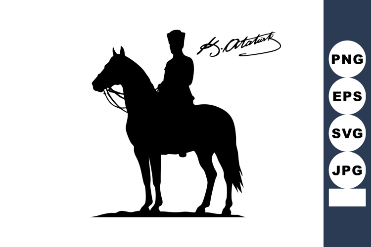 Silhouette of mustafa kemal atatürk on horseback historical