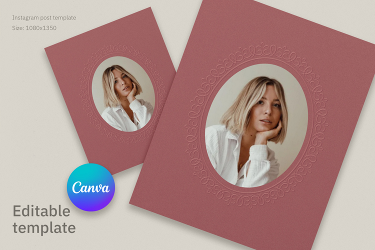 Oval Emboss Photo Frame Canva Template