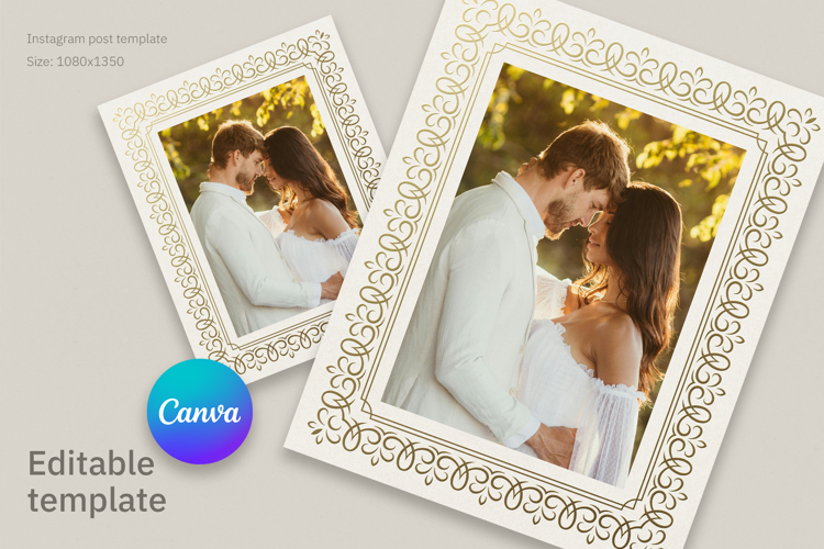 Ornate Gold Wedding Instagram Post Canva Template