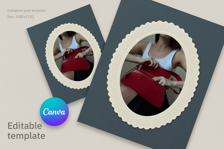 Dark Slate Luxury Fashion Canva Template, Scalloped Paper