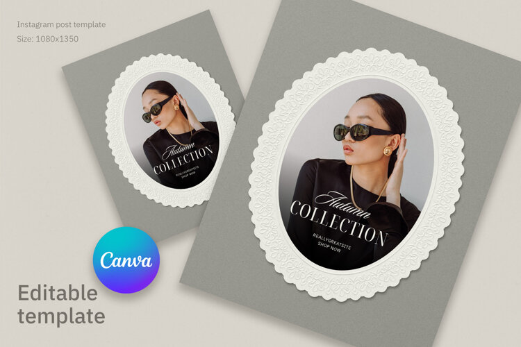 Oval Emboss Photo Frame Canva Template example image 1