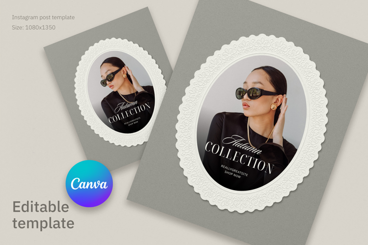 Oval Emboss Photo Frame Canva Template