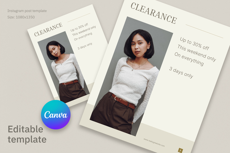 Minimalist Clearance Sale Instagram Post Canva Template