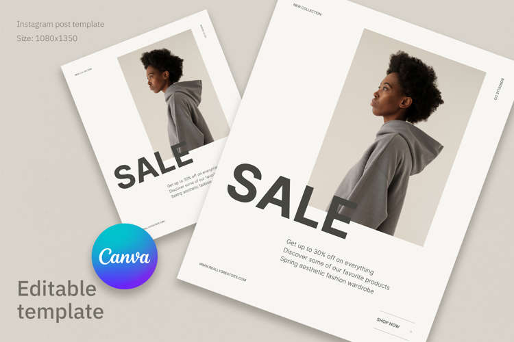 Minimalist Fashion Sale Canva Template, Instagram Post