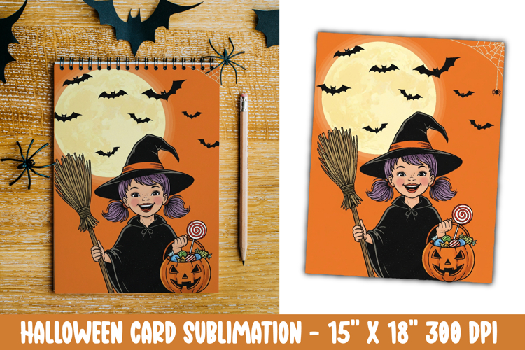 Cute Halloween Card Sublimation Clipart
