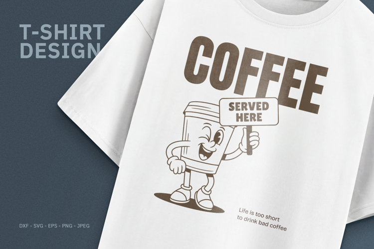 Retro Coffee Mascot T-Shirt Design