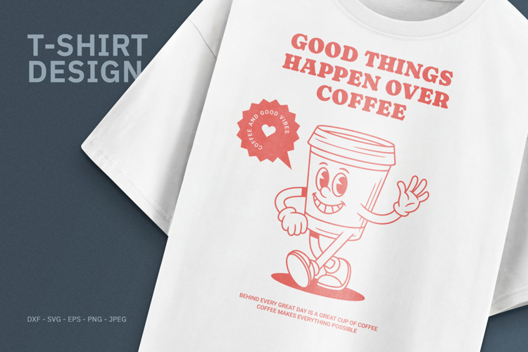 Retro Coffee Mascot T-Shirt Design