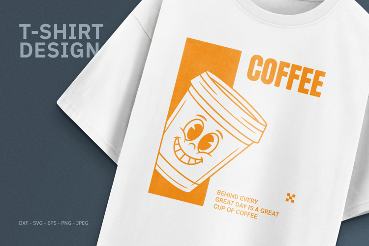Retro Coffee Mascot T-Shirt Design