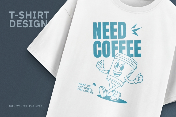 Retro Coffee Mascot T-Shirt Design
