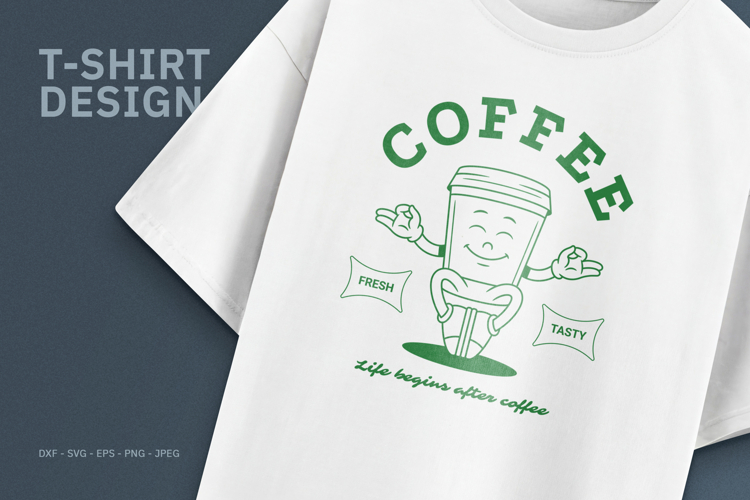 Retro Coffee Mascot T-Shirt Design