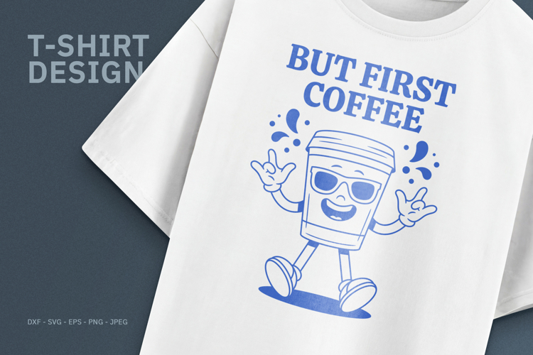 Retro Coffee Mascot T-Shirt Design