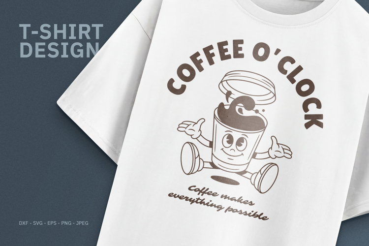 Retro Coffee Mascot T-Shirt Design