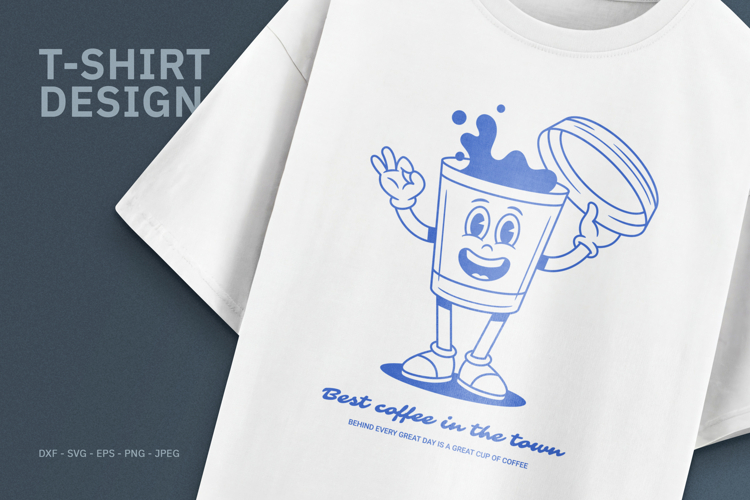 Retro Coffee Mascot T-Shirt Design