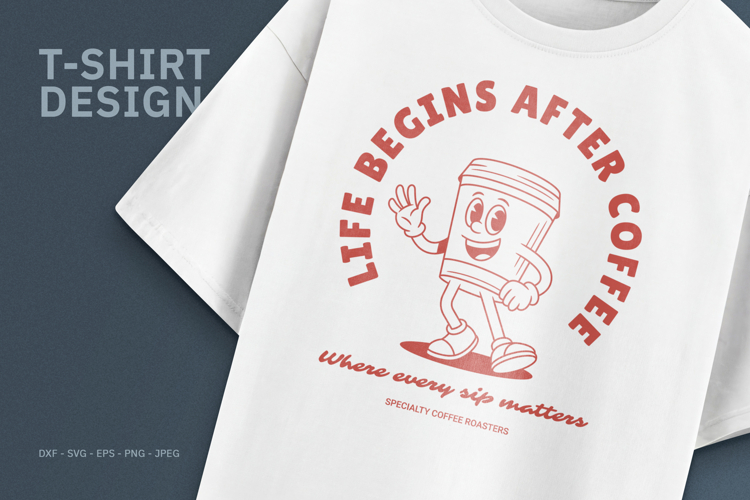 Retro Coffee Mascot T-Shirt Design