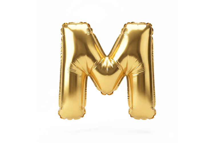 Golden Metallic Letter M Foil Balloon Party Decoration