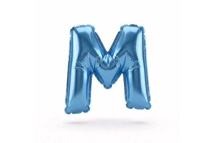 Blue Metallic Letter M Foil Balloon Party Decoration example image 1