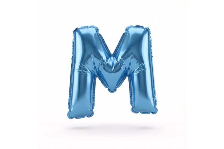 Blue Metallic Letter M Foil Balloon Party Decoration