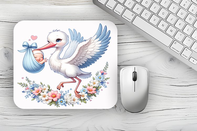 Stork Delivering New Born Baby Mousepad Sublimation Design