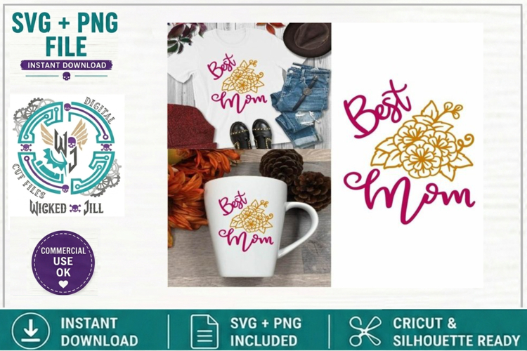 Best MOM with Flower Design #01 SVG Cut File