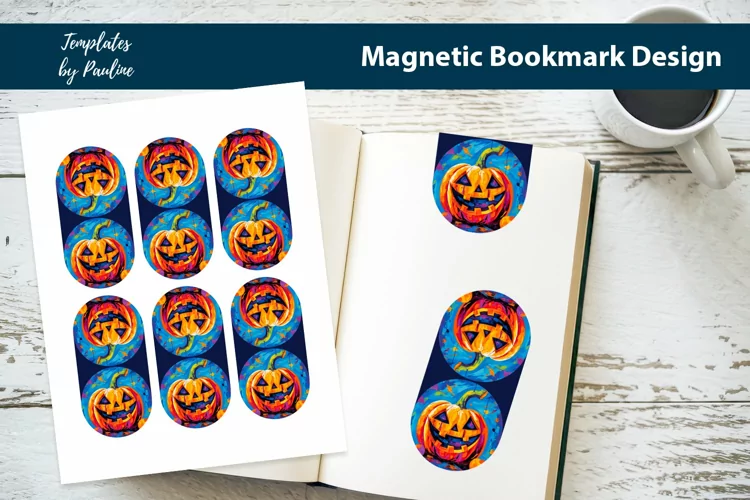 Vibrant Halloween Pumpkin Printable Magnetic Bookmark