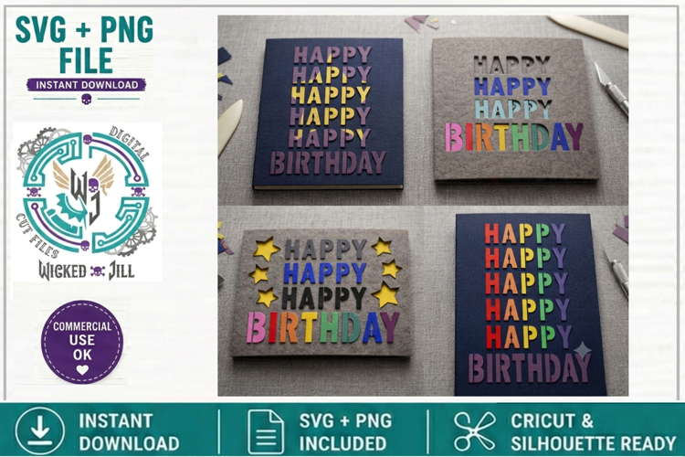 BIRTHDAY CARD FRONTS SVG DIY CRICUT SILHOUETTE CARD MAKING