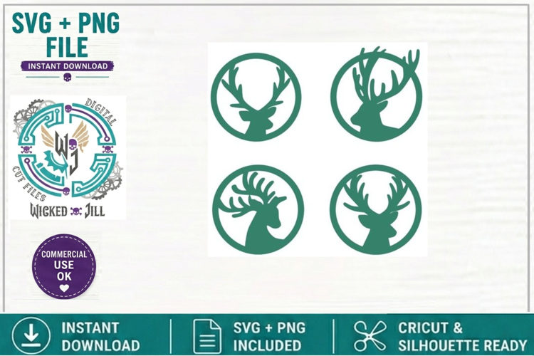 Deer/Reindeer Circle Tags Design #02 SVG Cut File