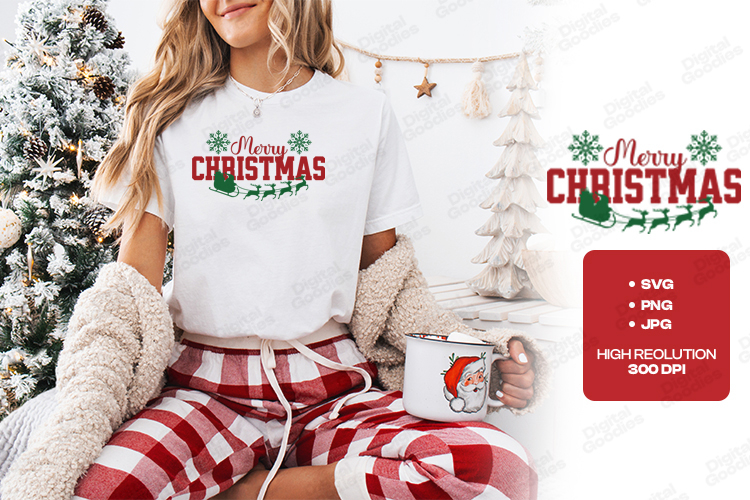 Merry Christmas Santa Sleigh Winter Holiday Shirt Design