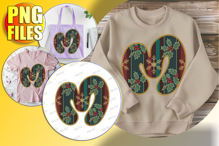 M Doodle Letter Style Print Joyful Holiday Spirit!