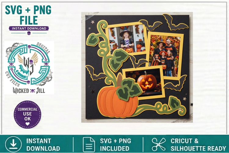 SCRAPBOOK HALLOWEEN FALL AUTUM LAYOUT OVERLAY CUT FILE