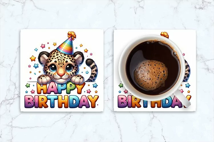 cute Birthday Animal Coaster, Peeking Birthday Coaster
