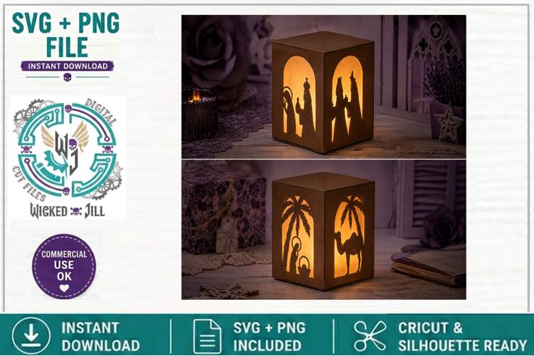 Christmas Nativity 3D Paper Lantern #03 Design #02 Cut File